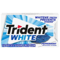 Trident White Gum, Sugar Free, Peppermint, 16 Each
