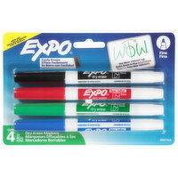 Expo Dry Erase Markers, Assorted Ink, Low Odor, 4 Each