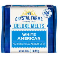 Crystal Farms Cheese, White American, Deluxe Melts, 24 Each