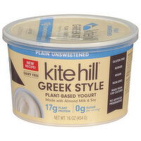 Kite Hill Yogurt, Plant-Based, Greek Style, Plain Unsweetened, 16 Ounce