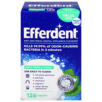 Efferdent Tablets Anti-Bacterial Dental Appliance Minty Fresh & Clean Cleanser Value Size, 126 Each