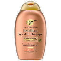 Ogx Ever Straightening + Brazilian Keratin Therapy Smooth & Sleek Coconut, Cocoa Butter, & Brazil Nut Conditioner, 13 Fluid ounce