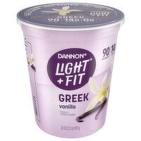 Dannon Light + Fit Yogurt, Fat Free, Vanila, Greek, 32 Ounce