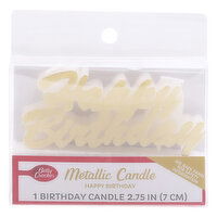 Betty Crocker Metallic Candle, Happy Birthday, 2.75 Inch, 1 Each