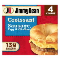 Jimmy Dean Croissant Breakfast Sandwiches with Sausage, Egg, and Cheese, Frozen, 4 Each