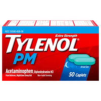 Tylenol PM Pain Reliever/Nighttime Sleep Aid, Extra Strength, Caplets, 50 Each