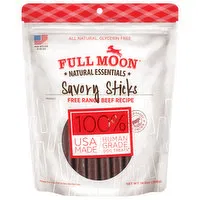 Full Moon Natural Essentials Dog Treats, Savory Sticks, Free Range Beef Recipe, 14 Ounce