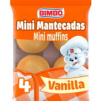 Bimbo Vanilla Mini Muffins, 4 count, 4.41 oz, 4 Each