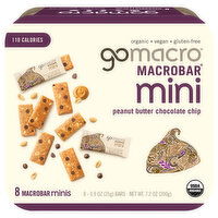 GoMacro MacroBars, Peanut Butter Chocolate Chip, Mini, 8 Each