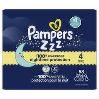 Pampers Zzz Swaddlers Overnight Diapers Size 4, 58 Each