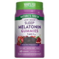 Nature's Truth Melatonin, Low Dose, Sleep, 1 mg, Gummies, Delicious Cherry Pomegranate Flavor, 60 Each