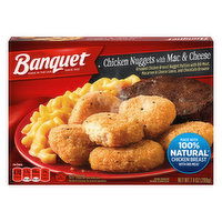 Banquet Chicken Nuggets with Mac and Cheese and Brownie, Frozen Meal, 7.4 Ounce