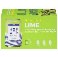 Hop Wtr Sparkling Hop Water, Lime, Non-Alcoholic, 6 Each