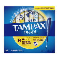 Tampax Pearl Tampax Pearl Tampons with LeakGuard Braid, Regular, 36 Ct, 36 Each