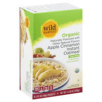 Wild Harvest Oatmeal, Instant, Organic, Apple Cinnamon, 8 Each