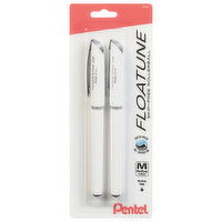 Pentel Floatune Roller Ball Pens, 0.8 mm, Medium, Black Ink, Skip-Free, 2 Each
