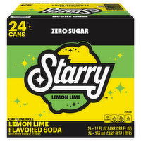 Starry Soda, Lemon Lime Flavored, Zero Sugar, 24 Each