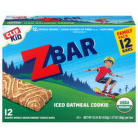 Zbar Energy Snack Bars, Whole Grain, Baked, Iced Oatmeal Cookie, Family Pack, 12 Each