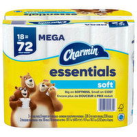 Charmin Essentials Bathroom Tissue, Soft, Mega Rolls, 2-Ply, 18 Each