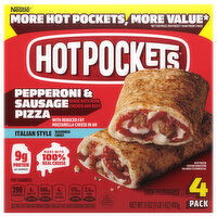 Hot Pockets Sandwich, Pepperoni & Sausage Pizza, Seasoned Crust, Italian Style, 4 Each
