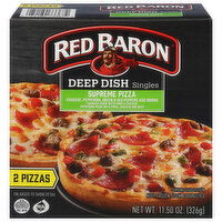 Red Baron Pizza, Deep Dish, Singles, Supreme, 2 Each