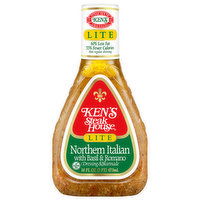 Ken's Steak House Dressing & Marinade, Lite. Northern Italian with Basil & Romano, 16 Fluid ounce