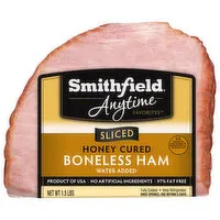 Smithfield Anytime Favorites Boneless Ham, Honey Cured, Sliced, 1.5 Pound