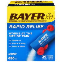 Bayer Rapid Relief, Raspberry Flavor, 650 mg, Powder Packs, 20 Each