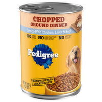 Pedigree Food for Dogs, Combo with Chicken, Liver & Beef, Chopped Ground Dinner, 13.2 Ounce