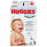 Huggies Snug & Dry Diapers, 5 (Over 27 lb), 136 Each