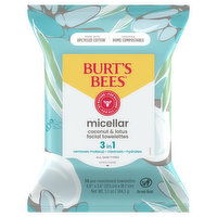 Burt's Bees Facial Towelettes, Micellar, Coconut & Lotus, 3 in 1, 30 Each