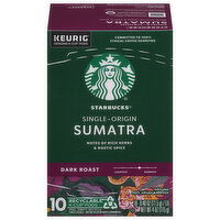 Starbucks Coffee, Ground, Dark Roast, Sumatra. Single-Origin, K-Cup Pods, 10 Each