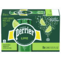 Perrier Mineral Water, Carbonated, Lime Flavored, 8 Each