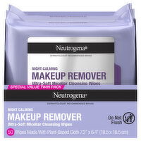 Neutrogena Makeup Remover Ultra-Soft Micellar Cleansing Wipes Special Value Twin Pack, 50 Each