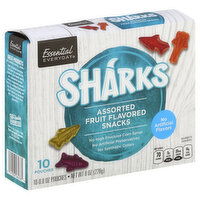 Essential Everyday Fruit Flavored Snacks, Assorted, Sharks, 10 Each