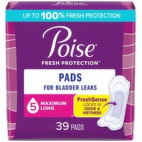 Poise Fresh Protection Pads, 5, Maximum Long, 39 Each