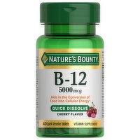 Nature's Bounty B-12, 5000 mcg, Quick Dissolve Tablets, Cherry Flavor, 40 Each