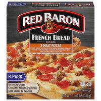 Red Baron Pizzas, French Bread, Singles, 3 Meat, 2 Pack, 2 Each