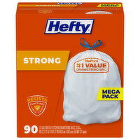 Hefty Tall Kitchen Bags, Strong, Drawstring, 13 Gallon, Mega Pack, 90 Each