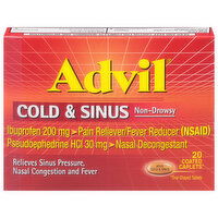 Advil Cold & Sinus, Non-Drowsy, Coated Caplets, 20 Each