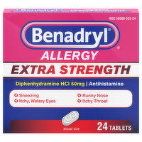 Benadryl Allergy, Extra Strength, Tablets, 24 Each