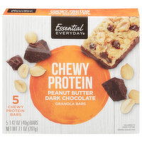 Essential Everyday Granola Bars, Peanut Butter Dark Chocolate, Chewy Protein, 5 Each