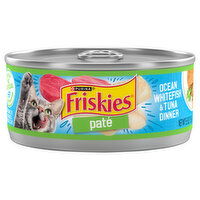 Friskies Cat Food, Ocean Whitefish & Tuna Dinner, Pate, 5.5 Ounce