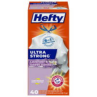 Hefty Ultra Strong Kitchen Drawstring Bags, Tall, Lavender & Sweet Vanilla, 40 Each