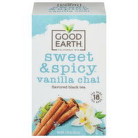 Good Earth Sweet & Spicy Flavored Black Tea, Vanilla Chai, Tea Bags, 1.43 Ounce