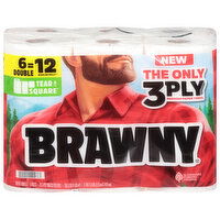 Brawny Tear-A-Square White 3-Ply Double Rolls Paper Towels, 6 Each