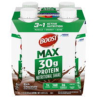 Boost Max Nutritional Shake, Protein, Rich Chocolate, 4 Each