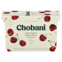 Chobani Yogurt, Non Fat, Greek, Black Cherry on the Bottom, Value 4 Pack, 4 Each