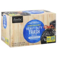 Essential Everyday Trash Bags, Heavy Duty, Drawstring, 30 Gallon, 25 Each