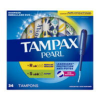 Tampax Pearl Tampax Pearl Tampons Multipack with LeakGuard Braid, Regular/Super, 34 Ct, 34 Each